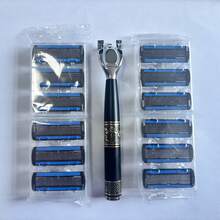 Men's Manual Razor,6-Layer Progressive Blades,Water-Activated Lubricating Strip,One-Touch Replaceable Cartridge,Easy Rinse Clean,Non-Slip Chinese Pattern Handle,Close Smooth Shaving,Ideal Valentine's Day & Christmas Gift - New Chinese Style - View 6
