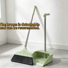 1pc 2-In-1 Broom And Dustpan Set, Anti-Stick Long Hair Long Handle ...