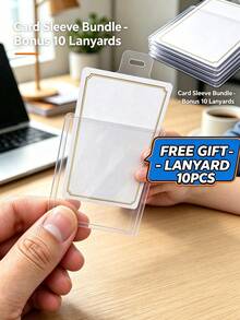 200/100/50/30/1pc Transparent Plastic Card Holder With Pull Ring, Scratch-Resistant Waterproof Card Storage Sleeve, Easy Pull Ring Design - Multicolor - View 1