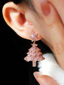 1 Pair Charming Cubic Zirconia Earrings For Women, Wedding, Engagement, Party Jewelry, Christmas Gift - 1# - View 5