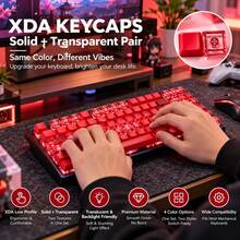XDA Keycap Set Solid And Transparent Pair Red Blue 12 20 40Pcs Cross Stem PC Material For Mechanical Keyboard Decoration Gaming Setup And Typing Upgrade - View 4