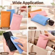 Eyeglass Storage Bag + High-Quality Fiber Cleaning Cloth Set, Reusable Cleaning Cloth, Streak-Free Stain Removal Without Damaging Lenses, Suitable For Eyeglasses, Phone Screens, Watches, Portable Scratch-Resistant, Essential For Daily Cleaning - Multicolor - View 5