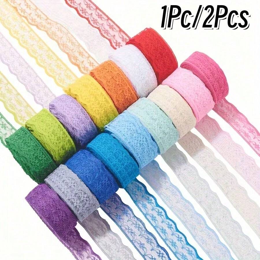1Pc/2Pcs 10m / 393.70in Lace Trim Gift Wrapping Wedding Decoration Hair Accessories Clothing Home Textile Accessories Flower Wrapping Sewing Projects, Making Hair Clips And Wrapping Gifts