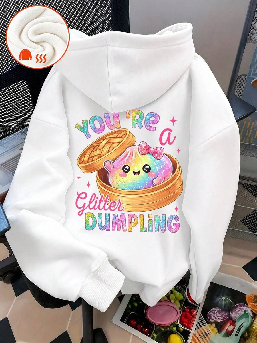 1pc Girls White Long Sleeve Pullover, Cute Cartoon Rainbow Gradient ...