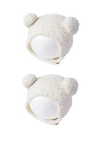 1/2pcs Baby Cute Bear Ear Fleece Hat, Soft Textured Warm Ear Protection Hat For Autumn/Winter, With Tie Knot, Cold-Proof Knitted Hat For Daily Wear - Multicolor - View 21