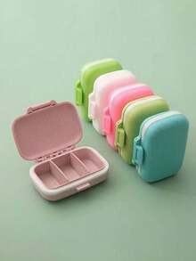 Mini Portable Pill Organizer Box - 3 Compartment Pill Box Tablet Storage Container, Weekly Pill Box, Medication Dispenser - Multicolor - View 1