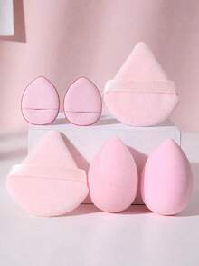 6pcs/1pc Makeup Sponge Set, Velvet Powder Puff, Concealer Sponge, Makeup Powder Puff, Makeup Sponge, Makeup Tools, Mixed Beauty Sponge Helps Perfect Application Of Liquid, Cream And Foundation, Multi-Color Makeup Sponge, Non-Latex Dry And Wet Dual-Use Foundation Cream For Facial Concealer Makeup, Velvet Triangle Powder Puff, Beauty Sponge, Makeup Sponge, Makeup Powder Puff - Pink - View 9