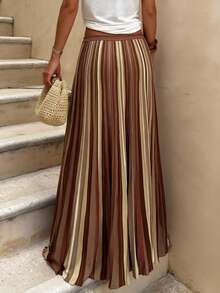 Women's Elegant Elegant Street Vacation Beach Striped Knit Skirt - Multicolor - View 5