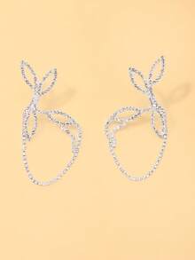 European And American New Leaf Ear Hook Earrings, High-End Rhinestone Star Earrings Jewelry - Blade - View 9