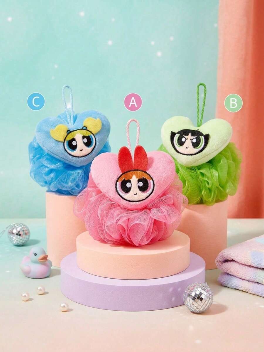 THE POWERPUFF GIRLS X Joivida 1 Buah Bola Mandi Tiga Dimensi Lucu, Jaring Berbusa Super Lembut - Gadis Powerpuff - View 1