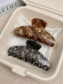 2件/1件大號女用復古大理石髮夾，防滑強力抓髮，適合粗髮與細髮的髮飾 - 彩色 - 查看 5