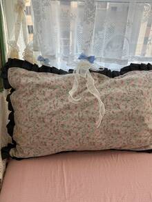 棕色碎花荷葉邊4件套床上用品，浪漫法式鄉村風，透氣柔軟四季通用，包含1件被套、1件床單、2件枕套，不含填充物，適用於臥室、宿舍、居家使用，多尺寸可選 - 棕色 - 查看 8
