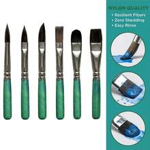 Bộ 6 cọ vẽ màu nước cán ngắn – Cọ lông sóc tổng hợp chuyên nghiệp dùng cho chi tiết acrylic và gouache – Bộ cọ vẽ du lịch tiện lợi, gồm cọ tròn, cọ filbert, cọ tạo vân, cọ tạo hình và cọ dẹt - Nhiều màu - Xem 8