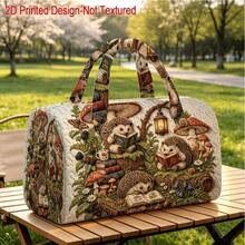 1 Large Capacity Hare Reading Quilted Tote Bag, 2D Flat Print (Non-3D) Women's Single Shoulder Handbag, Lightweight And Foldable Durable Luggage Bag, Suitable For Shopping, Parties, And Vacations - Multicolor - View 1