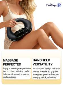 PinkSings Electric Handheld Roller Massager - Percussion Massager, Precisely Targets Knots For Deep Muscle Pain Relief, Improves Blood Circulation, 3 Rotation Speeds, Suitable For Back, Shoulders, Legs - Black - View 5