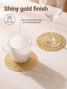 Tkvega • Home 12入金色煙花杯墊，PVC材質餐墊，3.94英吋圓形咖啡杯墊，可水洗、易清潔、可擦拭、防滑、耐熱，適用於房間裝飾、居家桌面裝飾、家居裝飾、節日、派對、生日、婚禮與晚餐 - 彩色 - 查看 5