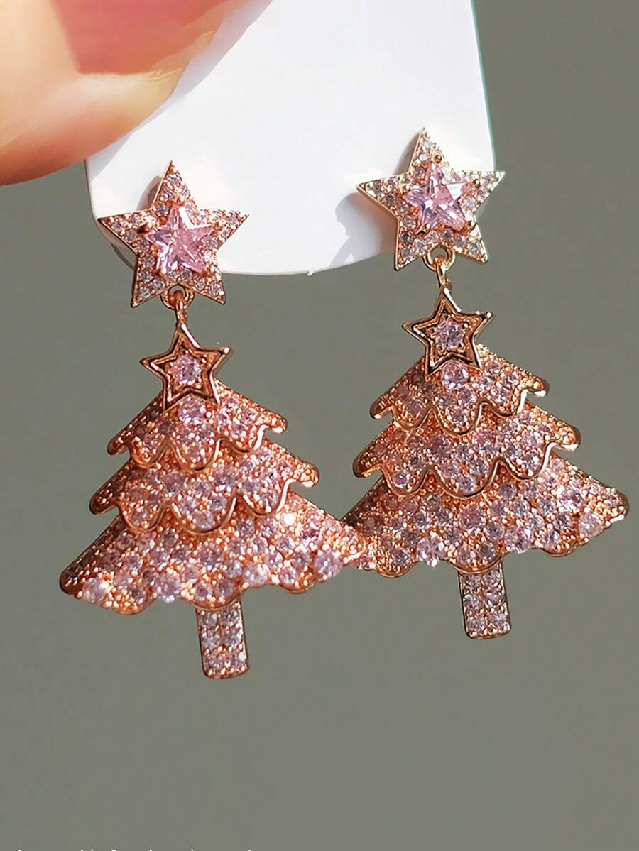 1 Pair Charming Cubic Zirconia Earrings For Women, Wedding, Engagement, Party Jewelry, Christmas Gift - 1# - View 1