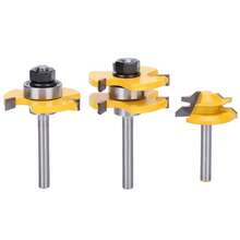 3-Piece Stile Router Bit Set, 45° Router Bit + 3-Tooth T-Shaped 1/4" Shank Wood Cutting Tool - A - View 5