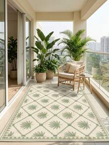 1PC Green Palm Leaf Geometric Pattern Living Room Rug, French Vintage Botanical Elegant Faux Cashmere Rectangular Machine Washable Area Rug, Suitable For Daily Home/Housewarming/All Seasons Large Size Floor Mat, Aesthetic Home Decor - Multicolor - View 6