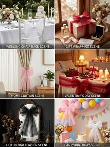 1pc/5pcs/10pcs Large Tulle Bow With Long Tail, Pink/White/Red/Black, Extra Large Mesh Ribbon, Suitable For Outdoor Wedding/Baby Shower/Christmas Backdrop Decoration, Perfect For DIY Party Decor/Gift Wrapping, Great Gift For Bride/Mom/Hostess On Any Occasion - Multiple Styles - View 10