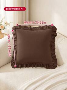 HONEYMOON 1pc Cute Ruffle Pillow Case - Polyester Fabric, Romantic French Style, Ruffle Cushion Cover (Pillow Insert Not Included), Envelope Closure, Wrinkle-Resistant, Machine Washable, Brown, Autumn Home Decor - Brown - View 12