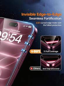 3pcs Privacy Anti-Peeping Tempered Glass Screen Protector For Smartphone, Non-Full Screen, Shatter-Resistant, Compatible With IPhone Duo/18 Pro Max/18 Pro/18/17 Pro Max/17/17 Pro/17 Air/16 Pro Max/16/16 Pro/16 Plus/15 Pro Max/15/15 Pro/15 Plus/14 Pro Max/14/14 Pro/14 Plus/13 Pro Max/13/13 Pro/12/12 Pro/12 Pro Max/11/11 Pro Max All Series - Black - View 3
