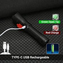 KENSUN 1pc High Power Super Bright LED Flashlight, USB Rechargeable, Tactical Flashlight With LCD Battery Level Display, Waterproof, Built-In Battery, For Outdoor Patrol, Camping Emergency, Camping Accessories - As Shown In the Figure - View 9