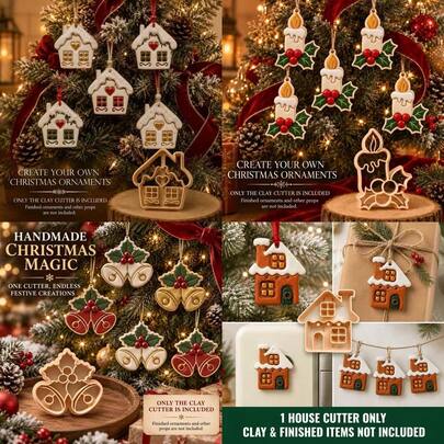 1 pieza Cortador y Relieve de Arcilla de Acebo Navideño Reutilizable de Plástico - Adecuado para Arcilla Blanda, Cerámica, Manualidades DIY, Incluye Cortador de Bayas de Acebo, Relieve de Molde de Vela, Se Puede Usar para Decoraciones Navideñas, Etiquetas de Regalo, Adornos de Árbol de Navidad