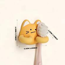 Cute Cat Toothbrush Holder, Wall-Mounted Self-Adhesive Silicone Bathroom Storage, Quick Drainage Space-Saving Multi-Purpose Wall Shelf, Suitable For Toothbrushes, Makeup Brushes, Razors - Multicolor - View 8