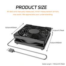 Ventilador de enfriamiento para router doméstico de 125mm, alimentado por USB 5V, 3 versiones opcionales: USB Plug & Play / con interruptor / control de velocidad, adecuado para módem óptico, decodificador, enfriamiento de dispositivos pequeños / radiador / base de enfriamiento / radiador - Ver 3