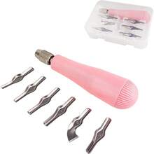 7 Pack,Multicolor, Linoleum Cutter Kit Carving Tools Assortment,For Block Printing And Stamping Projects, Blades With Replacement Tips, Carving Tool Set For Crafters - Multicolor - View 1