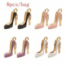 10pcs Enamel High Heel Shoe Pendant, Drip Oil Women's Shoe Charm, Necklace Keychain Jewelry Accessory, Bulk Wholesale - Multicolor - View 10
