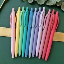 10-15pcs Morandi Candy Color Retractable Ballpoint Pens, Black Ink, 1.0mm Tip, Random Colors, For Journaling, Office, Daily Study, Aesthetic And Smooth Writing Stationery - Multicolor - View 3