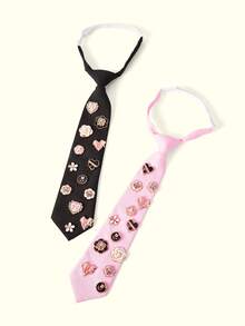 Popjeli 1pc Women's Tie-Free Necktie, Suitable For Casual, Street, Daily, Party, Gift - Multicolor - View 2