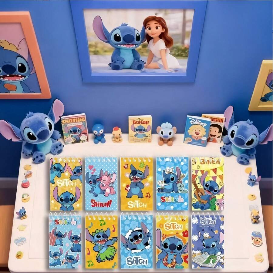 Disney 4pcs Cartoon Stitch Memo Pads, Lilo & Stitch Style, Suitable For School And Office Supplies, Multi-Functional Notebook Planner, Perfect Party Gift, Holiday Gift For Fans. - Multicolor - View 1