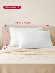 HONEY MOON 2pcs Ultra Soft Solid Color Pillowcases, Soft & Breathable, Envelope Closure, Wrinkle-Resistant, No Filling - Suitable For T/F/Q/K Size Home And Dorm, White - White - View 11