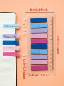 1 Pack Of 200pcs PET Sticky Note Index Tabs, Transparent & Writable Plastic Labels For Category Classification, Office & School Stationery Back To School - Multicolor - View 8