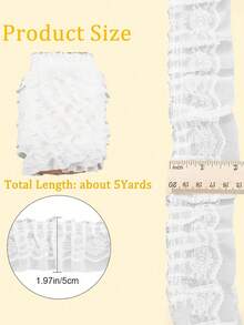 2/5/10碼雙層抓皺雪紡蕾絲飾邊，5cm寬，雙層抓皺荷葉邊，薄紗蕾絲，提花蕾絲，適用於DIY縫製手工藝、枕套裝飾 - 彩色 - 查看 18