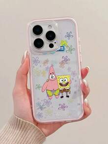 SpongeBob SquarePants 1 قطعة إسفنجة سعيدة، طفل، نمط زهور، كتل ألوان 2 في 1 بطانية هاتف مقاوم للصدمات، مادة TPU، مناسب كهدية عطلة، متوافق مع أجهزة Apple XS/XS Max/XR/11/12/13/14/15/16 Pro/Pro Max/14/15/16 Plus/17/18 Pro/18 Pro Max، للجنسين - متعدد الألوان - مشاهدة 5
