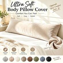 1PC Velvet Long Pillowcase, 20x54 Inch Soft Plush Sleeping Pillow Cover With Zipper, Long Bed Pillow Protector Case, Pillow Insert Not Included - Beige - View 19