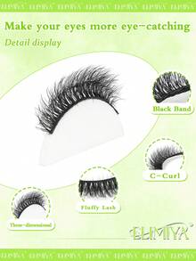 Natural Cross Lashes With Black Band Lashes Wispy 5-15mm Cat Eye Lashes D Curl Strip Lashes That Look Like Extensions,3D Thick Natural Fluffy Faux Mink False Eyelashes Natural Look - Black - View 8