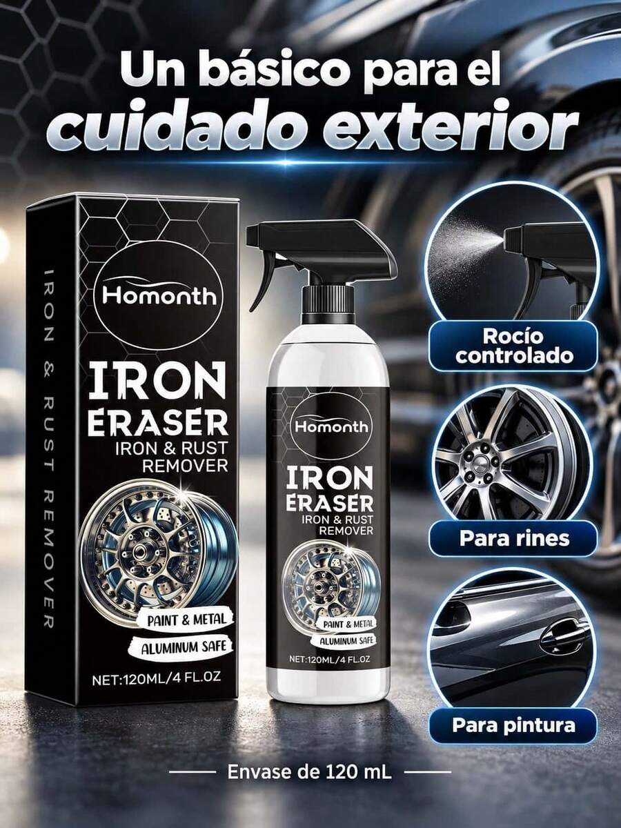 MORE BEAUTY 1pc Iron And Rust Remover For Car Rims And Paint, 120ml Spray For Brake Dust And Ferrous Particles, Compatible With Aluminum Rims And Painted Surfaces, Atomizer Application, For Exterior Cleaning, Automotive Detailing And Wheel Maintenance