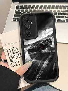 1件黑色跑車賽車手機殼，肌肉車濕路漂移防震軟保護手機殼，酷街頭美學 Android 手機殼，黑色皮革邊框防震軟 TPU 保護殼，適用於 GALAXY、HONOR 手機 - 黑色 - 查看 3