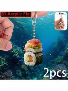 2D Flat Funny Sushi Acrylic Keychain, Suitable For Decorating Bags And Car Keys, Holiday Small Gift, Acrylic Keychain, Bag Pendant, Car Decoration, Holiday Pendant, Suitable For Giving To Friends And Family, Funny Gift - Multicolor - View 15