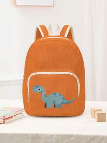 1pc Backpack, Children's Backpack, Corduroy Girl's School Bag, Travel Storage Bag, Dinosaur Print Design, Large Capacity Foldable Easy Storage Bag, Lightweight Burden Reduction, Multi-Pocket Layered Design + Zipper Closure, Partitioned Storage More Organized, Convenient And Practical For Retrieving Items, Suitable As Student School Bag - Multicolor - View 21