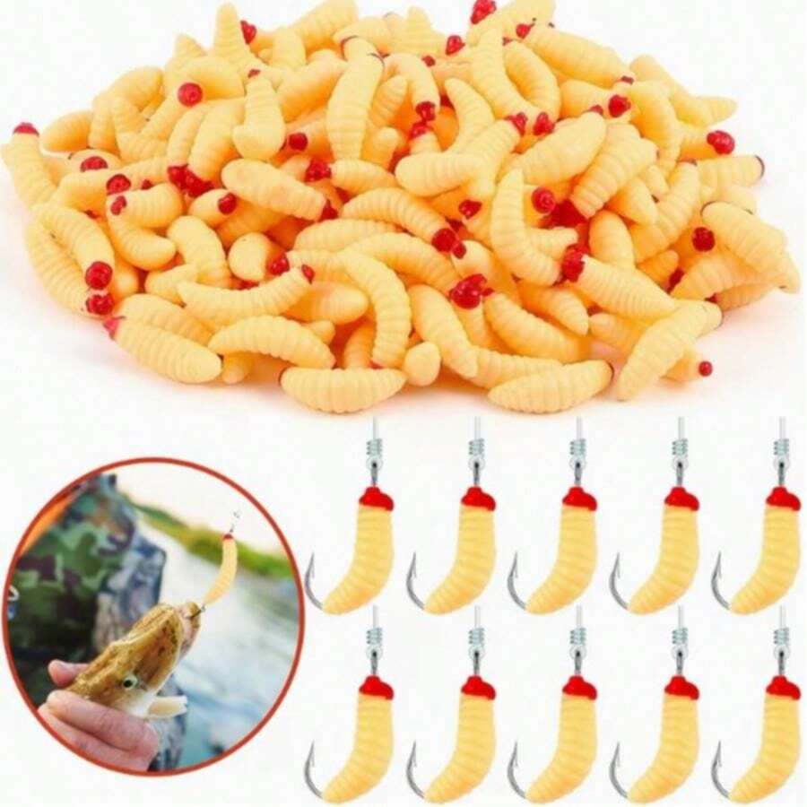 10pcs/Set Premium Rubber Worm Fishing Lures - Suitable For Trout, Bass And Freshwater Fish | Durable Worm Baits With Hooks And Worms - Multicolor - View 1