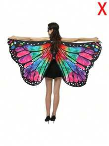 Butterfly Wings Cape Fairy Costume, Soft Lightweight Monarch Print Wing Shawl, Dress Up Accessory For Masquerade Party Festival Cosplay - Multicolor - View 16