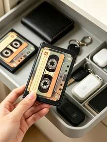 Vintage Cassette Tape Print Pop Up Card Holder,RFID Blocking Slim Pop-Up Wallet,Portable Hidden Slot Card Case For ID Credit Cards, Nostalgic Gift - Multicolor - View 9