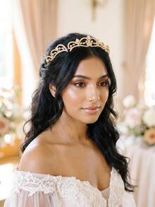 1pc Minimalist Rhinestone Decor Tiara Elegant Princess Crown Bridal Hair Accessory For Wedding Prom - Multicolor - View 3