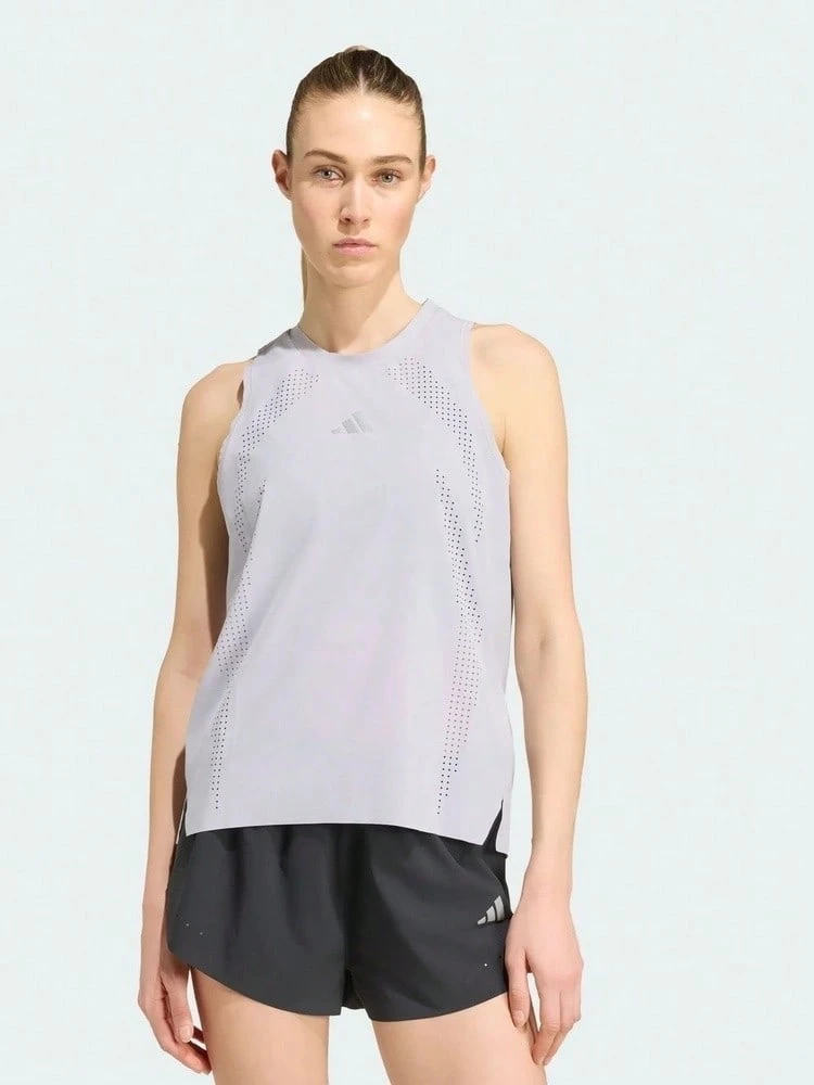 Adidas Women's Simple Mesh Sports Tank Top For Running And Fitness - Grey - View 1